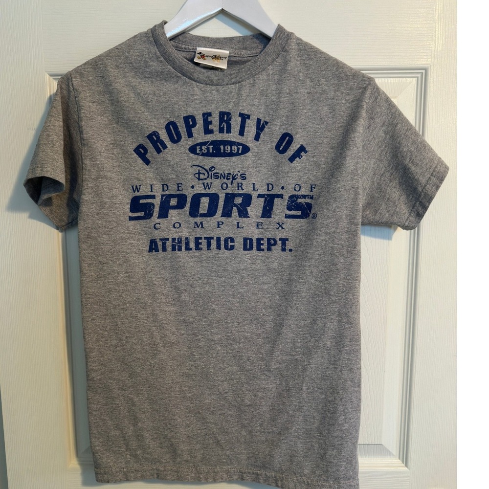Disney's Wide World of Sports Complex Athletic Dept T-Shirt Gray Blue Mens Small